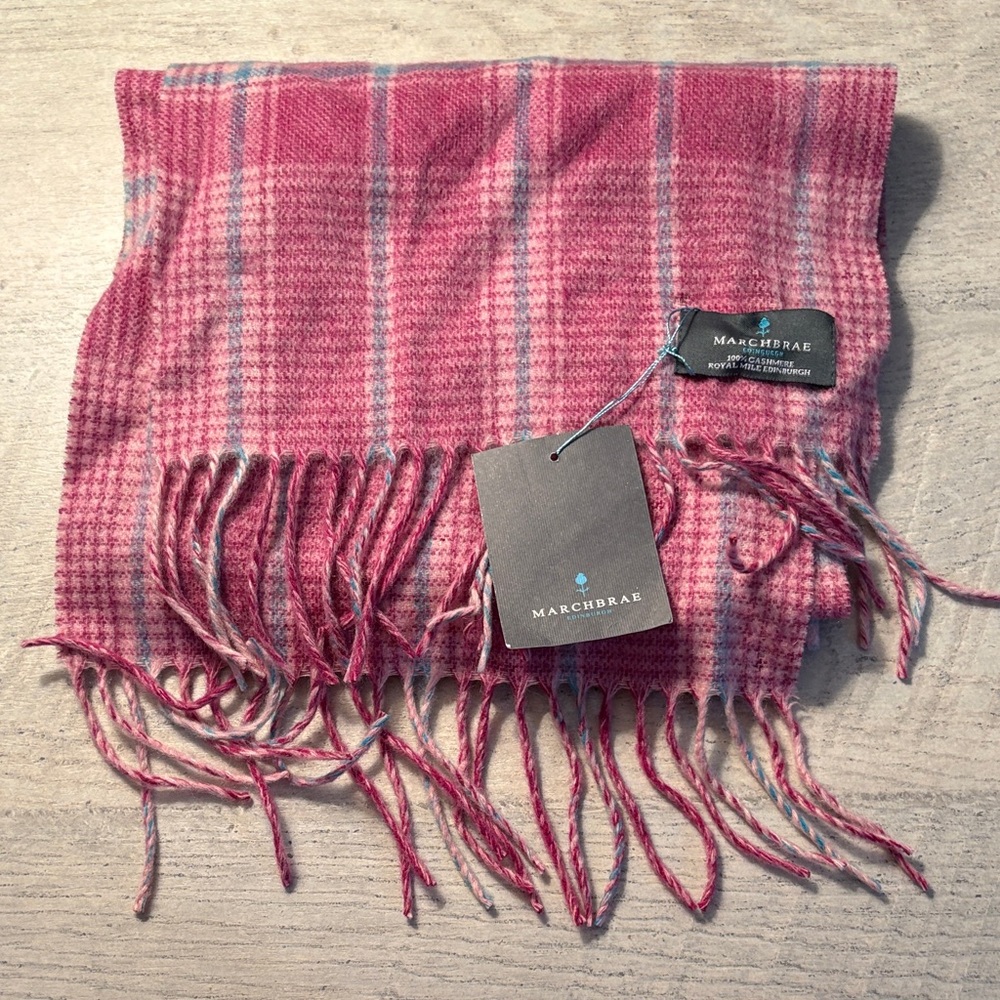 Marchbrae Pink Plaid Fringe winter Scarf